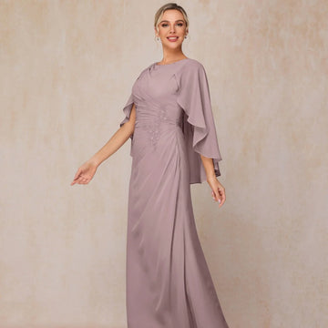 Customized Elegant A Line Chiffon Mother of Dresses O Neck Formal Evening Gowns Appliques Bridal Party vestido invitada boda Picture Color