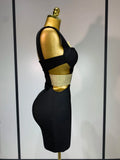 Luxury Birthday Dress Women Sexy Backless Black Bodycon Bandage Mini Dress Celebrate Birthday Evening Party Fashion Dress
