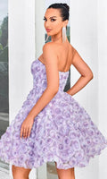 Arrival Purple Color Women Sexy Off the Shoulder Florals Ball Gown Mini Dress Vacation Cute Girls' Birthday Party Dress