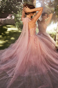 Dusty Pink Vestido De Novia Princess Off Shoulder Evening Dress Sweet Shiny Lace A-line Tulle Prom Dress