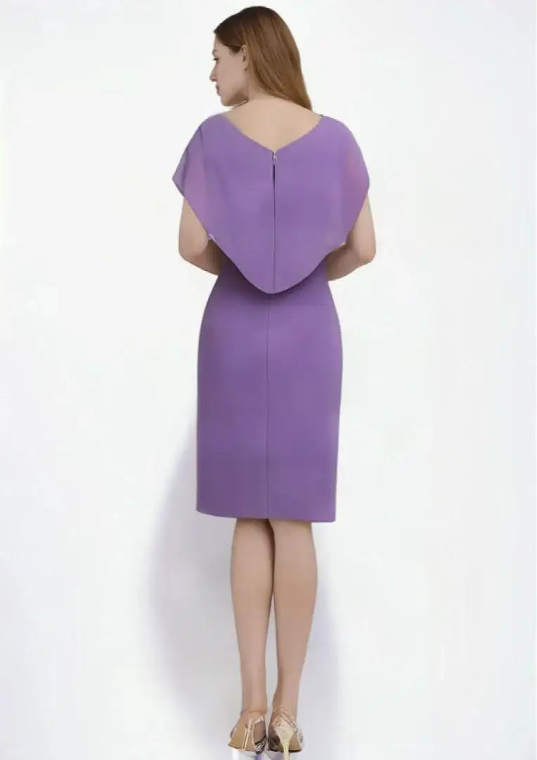 Mother Of The Bride Gown - Elegant Mother of the Bride Dress V Neck Chiffon Knee-Length Short Sleeve Ruffles Wedding Guest Dress 2025 Free Customized