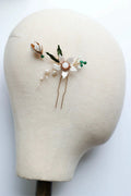 Flower Leaf Hair Pin Clip Imitation Pearl Hairpin For Bride Women Party Gold Color Head Piece Wedding Accessories Bridal Jewelry a