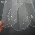 Two-Tier Hand-Beaded Scalloped Edge Bridal Veil Wedding Accessory with Metal Comb