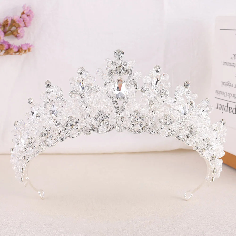 Baroque Wedding Crowns For Bride Crystal Princess Queen Bridal Tiara Crown For 15 Years Women Pageant Diadem Wedding Headdress as picture