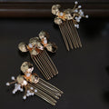 Bridal Jewelry Flower Head Pieces Pearl Hair Comb Pin For Bride Bridesmaids Women Vintage Gold Color Hairpin Wedding Accessories K08