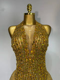 Women Sexy See Through Stretch Bodysuits Birthday Dancer Performance Wear Mesh Luxury Rhinestone Nightclub Hotwife Outfit