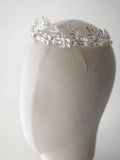 Bridal Hair Jewelry Pearl Crystal Tiara Headband Leaf Flower Headpiece For Brides Silver Color Headdress Wedding Accessories