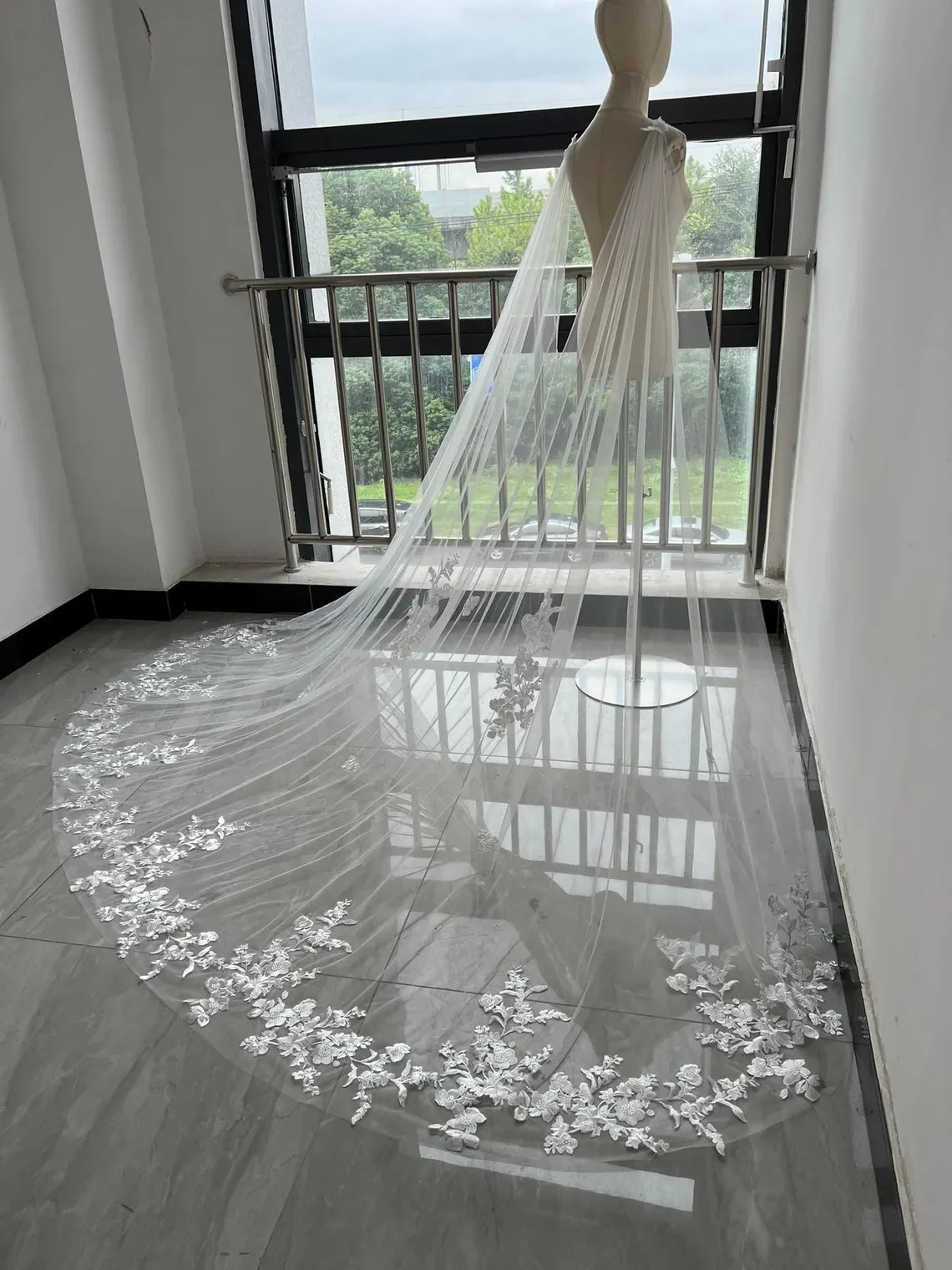 Lace Bridal Cape Veil in White Off-white Ivory Cathedral Wedding Veil