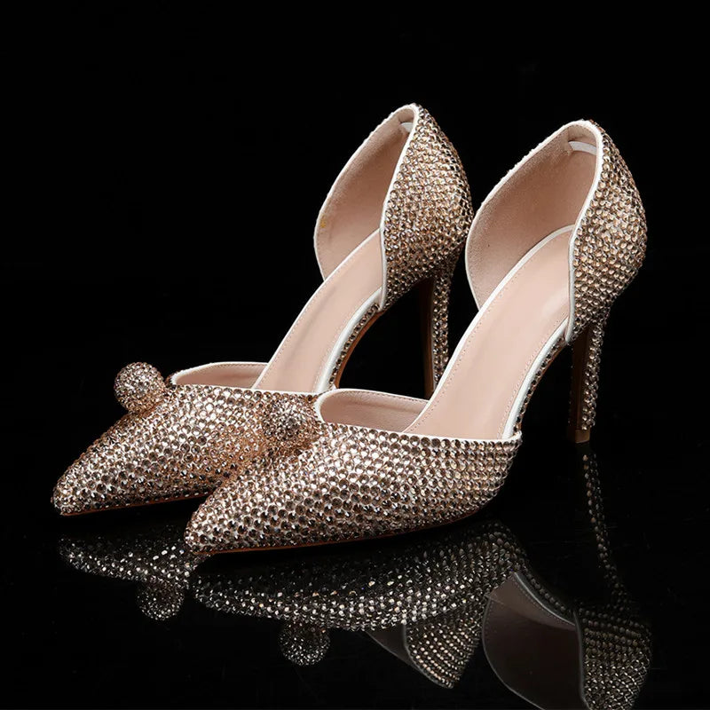 Luxury Handmade All Rhinestones Women Pumps Runway style Spring Summer Fashion Wedding Thin High Heels Lady Party Banquet Shoes