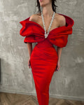Red Blue Women Sexy Off the Shoulder Crystal Halter Bodycon Long Bandage Dress Celebrate Evening Party Cocktail Outfit Red