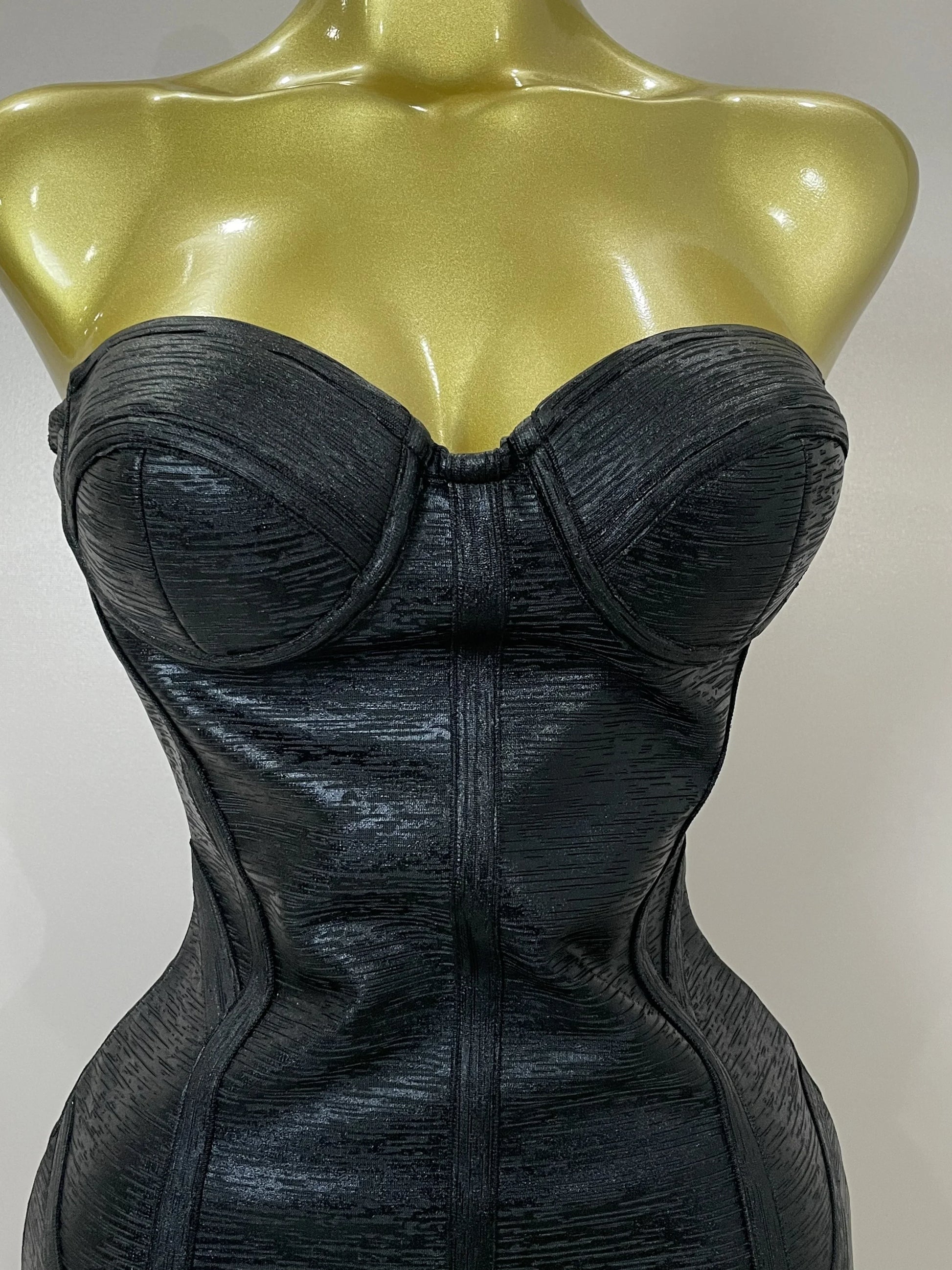 Sexy Strapless Gold Black Foil Color Bodycon Bandage Dress Women Fashion Celebrate Evening Party Luxury Birthday Dresses
