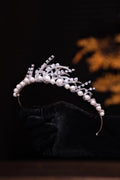 Rhinestones Zircon Tiaras and Crowns Pearl Zirconia Headband For Brides Women Diadem Bridal Jewelry Wedding Hair Accessories