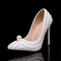 Luxury All perals Decoration White Women Pumps Fashion Spring Autumn Elegant 11CM Thin High heels Wedding Bridal Prom Shoes White