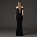 High Quality Women Sexy One Shoulder Shinning Crystal Bodycon Long Bandage Dress Elegant Evening Party Celebrity Red Carpet Wear
