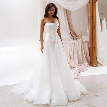 Women A-Line Wedding Dresses Strapless Princess Sleeveless Bridal Dress Formal Wedding Ball Prom Gowns Customized