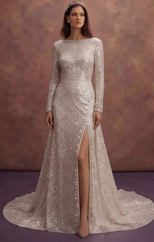 Sequined Bridal Gowns with Glamorous Shine