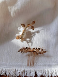 Leaf Flower Head Pieces Vintage Hair Comb Clip Pin For Brides Women Gold Color Pearl Hairpin Wedding Accessories Bridal Jewelry