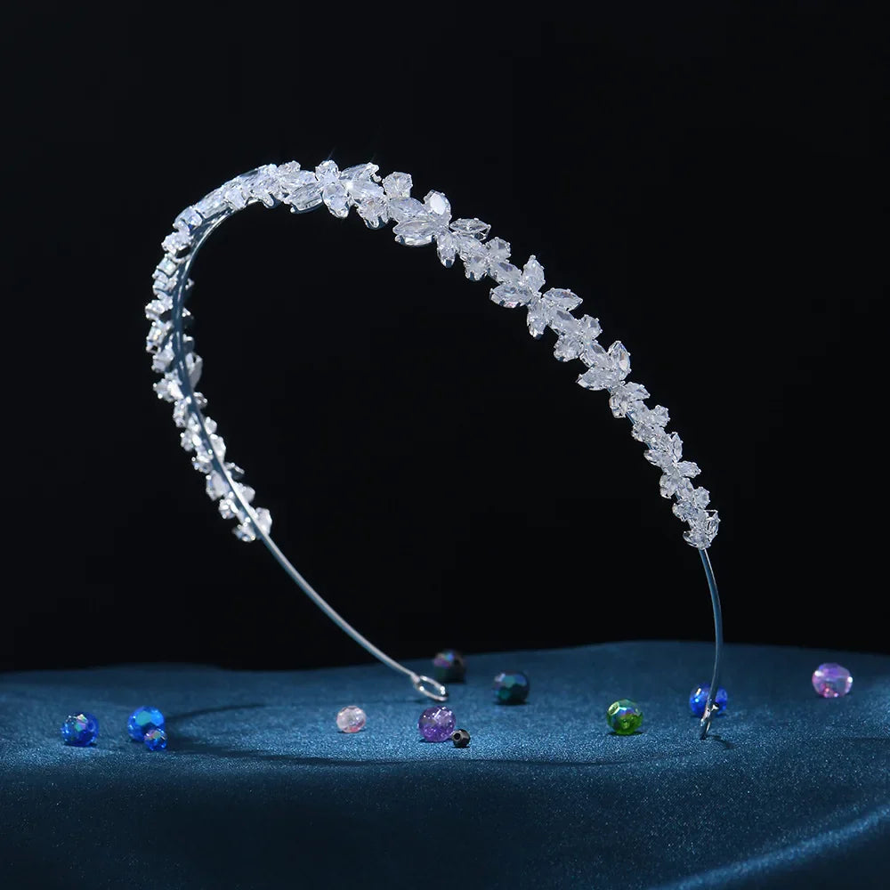 Bridal Hair Jewelry Zirconia Crystal Tiaras Crowns Headband Girl Brides Dinner Party Birthday Gift Headpiece Wedding Accessories b silver color