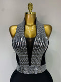Women Celebrity Sexy Halter Diamonds Black Midi Bodycon Bandage Dress Elegant Evening Club Party Outfit Luxury Birthday Dress