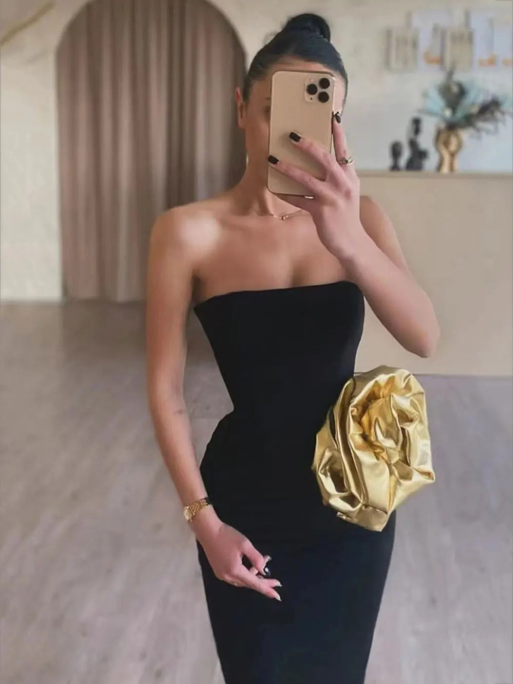 Sexy Women's 3D Flower Decorative Bandage Dress Strapless Sleeveless Bodycon Off Back Long Dresses Evening Party Vestidos
