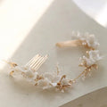 Bridal Jewelry Porcelain Flower Headband Hairband Vintage Gold Color Headpiece Headdress Brides Hair Comb Wedding Accessories a