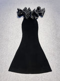 Black Winered Color Women Sexy Off the Shoulder Ruffles Bodycon Velvet Maxi Dress Wedding Party Mermaid Cocktail Outfit