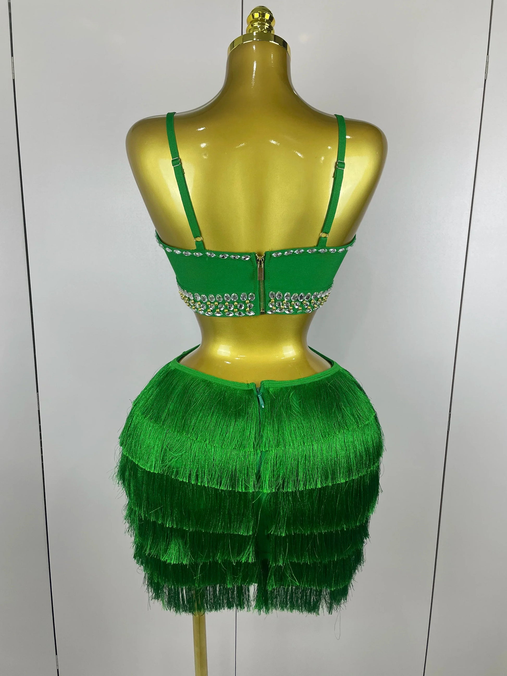 Women Sexy Green Sling Backless Dress Bodycon Bandage Dress Celebrity Elegant Evening Club Luxury Birthday Party Dresses
