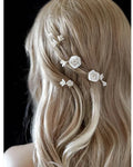 Gold Color Hair Clip Pins Porcelain Rose Flower Hairpins For Brides Bridesmaids Headpieces Bridal Jewelry Wedding Accessories