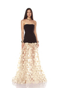 Black White Beige Women Sexy Strapless Off the Shoulder Mesh Long Dress High Street Celebrate Evening Party Birthday Outfit Khaki