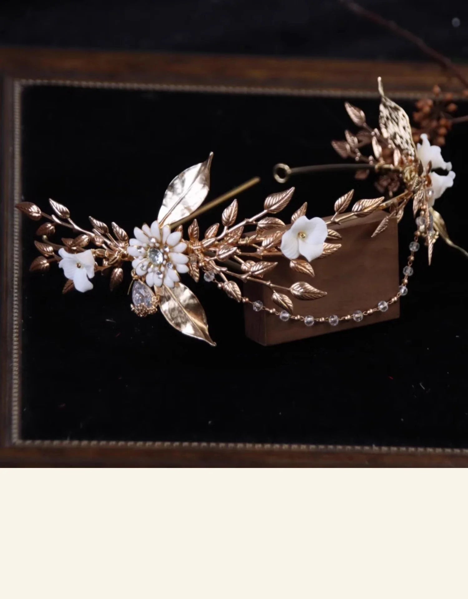 Wedding Hair Accessories Porcelain Flower Headband Tiara Vintage Gold Color Headpiece Crown For Brides Hairbands Bridal Jewelry