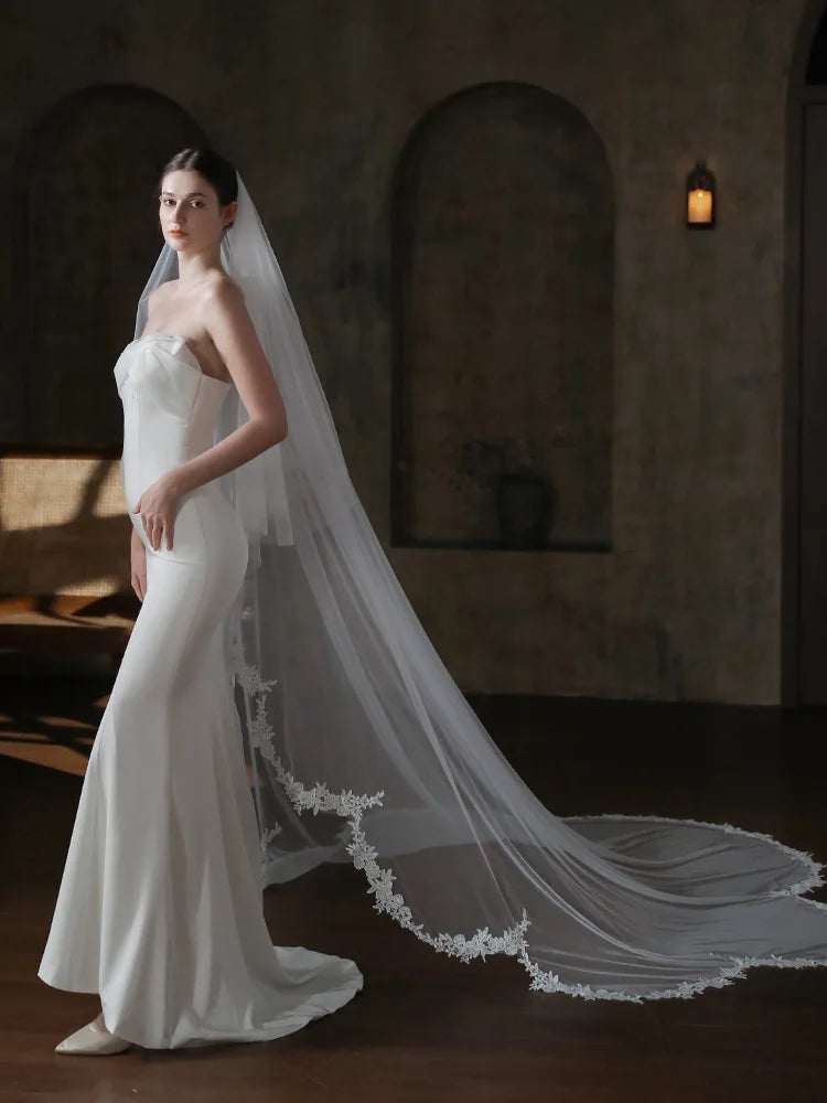 Long Bridal Veil White Wedding Veils For Evening Party Dress Women Girl Hair Accessories Brides Jewelry