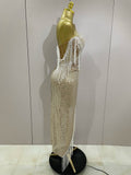 Sexy Luxury Sparkly Sequin Tassel Two Piece Set Women Evening Party Birthday Singer Performan Costume Nightclub Girl Outfit