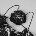 Sexy Women Sequined Long Dress Spaghetti Strap Sleeveless Three-Dimensional Flower Decoration Backless Dress Party Vestidos