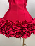 Sexy Evening Bandage Dress Strapless Bodycon Flowers Mini Celebrity Women Birthday Party Dress Photo Shoot Nightclub Outfit