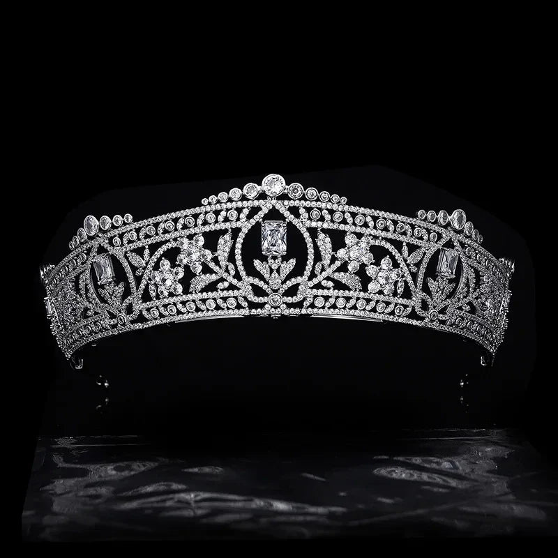 Wedding Hair Accessories Princess Queen Zircon Tiaras and Crowns Cubic Zirconia Headband Brides Big Large Diadem Bridal Jewelry c