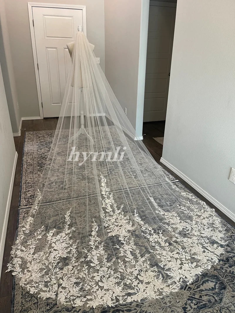Cathedral Veil Lace with sequins Wedding Veil Cathedral Length 118" Bridal Veil