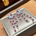 Vintage Red AAA Zircon Bridal Earrings Cubic Zirconia Wedding Earring For Women Brides Accessories Dinner Party Dress Jewelry