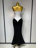 Sexy Bodycon Bandage Dress Strapless Diamond Flower Maxi Long Elegant Dresses Luxury Birthday Dress Club Party Prom Gowns
