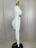 Women White Birthday Dress Fashion Long Sleeve O Neck Cut Out Bodycon Mini Trailing One Piece Celebrity Evening Club Dresses