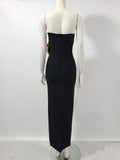 Sexy Women's 3D Flower Decorative Bandage Dress Strapless Sleeveless Bodycon Off Back Long Dresses Evening Party Vestidos