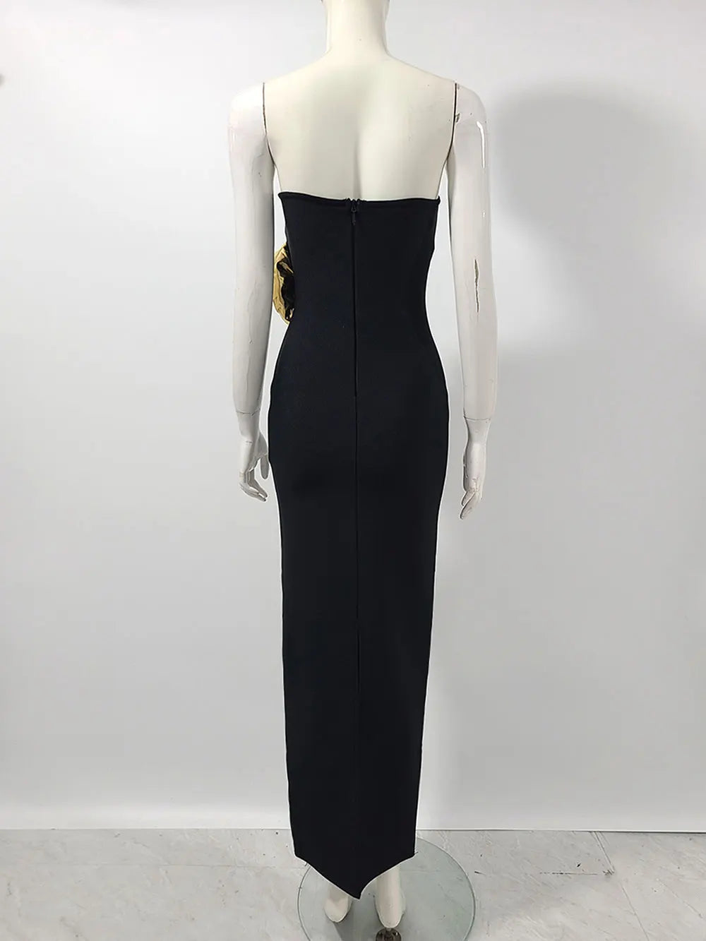 Sexy Women's 3D Flower Decorative Bandage Dress Strapless Sleeveless Bodycon Off Back Long Dresses Evening Party Vestidos