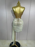 Luxury Shining Pearls Sexy Asymmetrical Skirt 2 PCS Set Women Evening Birthday Party Stage Dancer Performance Costume