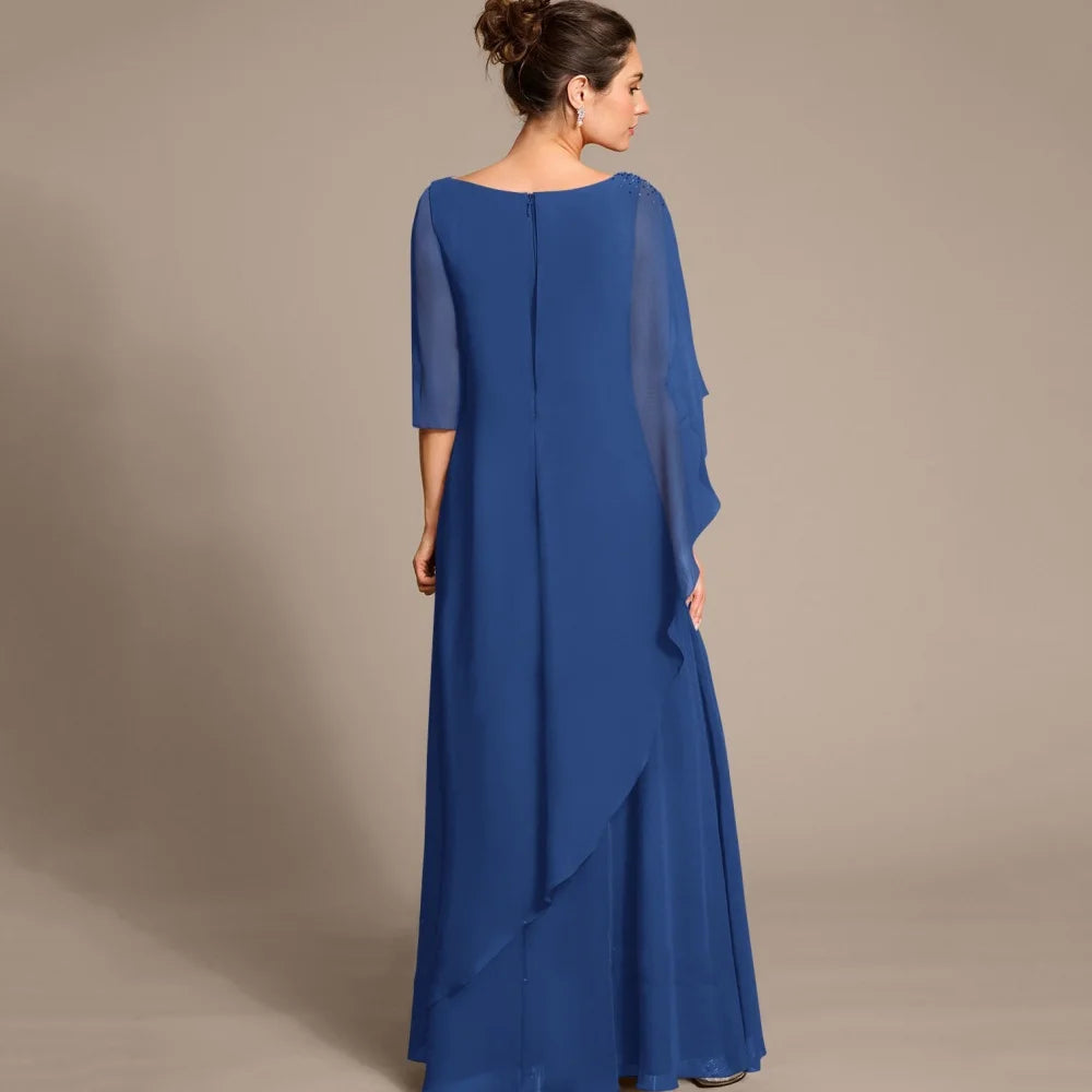 Customized Mother of Dresses A Line Crystal Evening Gowns One Shoulder Elegant Bride Party Dress Chiffon robes invitée mariage