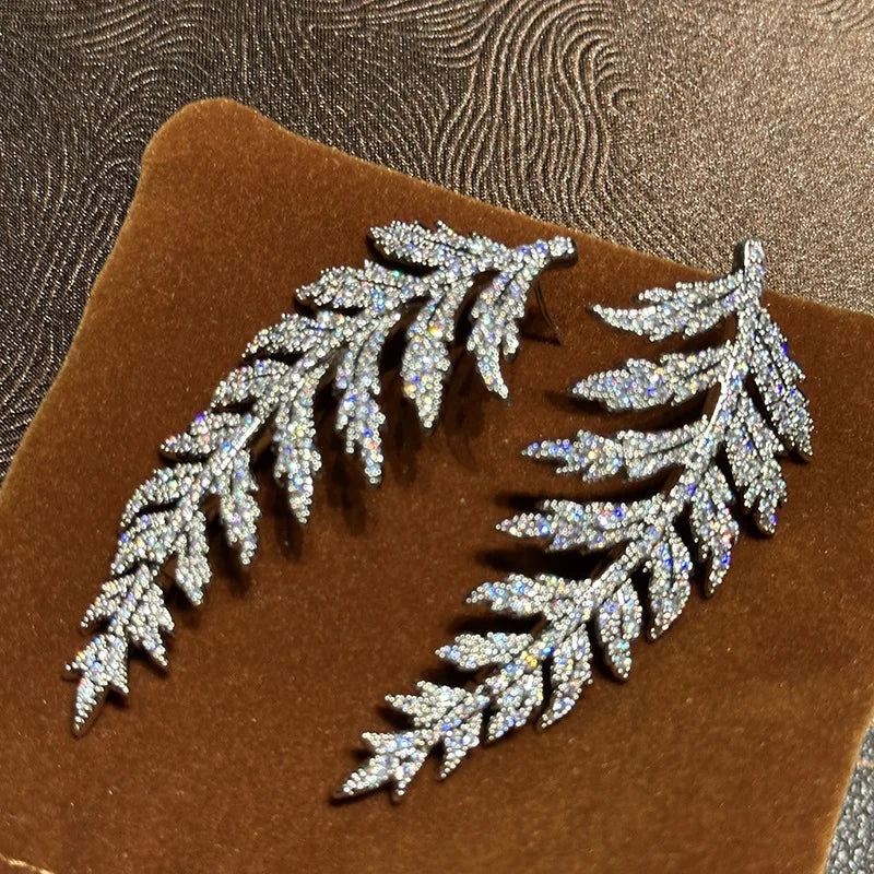High Quality Leaf AAA Zircon Bridal Earrings CZ Cubic Zirconia Wedding Earring For Bride Women Accessories Jewelry Birthday Gift a