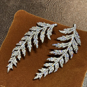 High Quality Leaf AAA Zircon Bridal Earrings CZ Cubic Zirconia Wedding Earring For Bride Women Accessories Jewelry Birthday Gift a