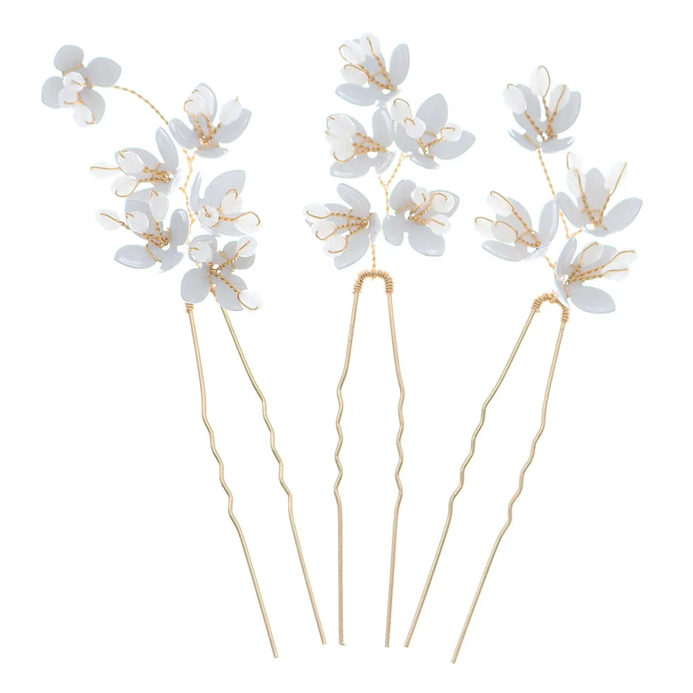 Wedding Accessories Flower Head Pieces Gold Color Hairpins For Bridesmaids Brides Girl Women Hair Pins Clips Bridal Jewelry