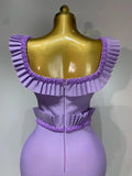 Women Sexy Square Collar Ruffles Beading Long Bodycon Bandage Dress Celebrity Elegant Evening Club Party Birthday Dress