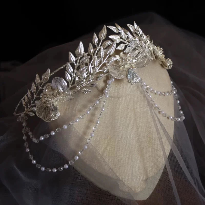 Silver Color Headband Tiara Hairband Bride Bridesmaids Flower Leaf Headpiece Headwear Wedding Accessories Bridal Hair Jewelry