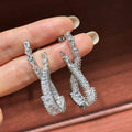 Silver Color CZ Zircon Bridal Earrings Cubic Zirconia Wedding Earring For Women Bride Accessories Dinner Party Dress Jewelry