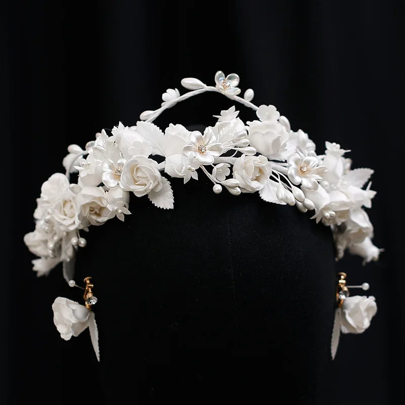 Flower Floral Tiaras and Crowns Pageant Prom Headbands For Brides Women Girl Headpieces Wedding Hair Accessories Bridal Jewelry a